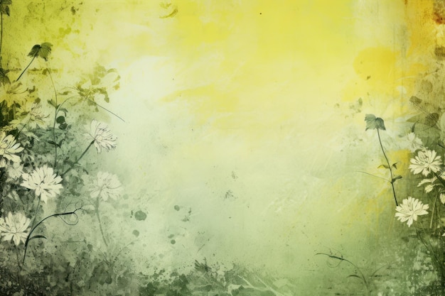 Chartreuse fondo floral abstracto con texturas grunge naturales ar 32 ID de trabajo d47c77141946412b982c6c5bdc9ebd01