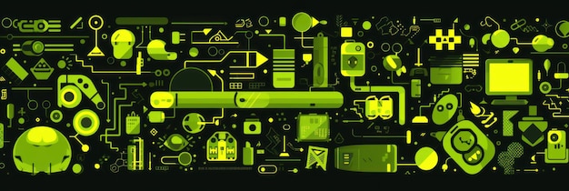 Chartreuse fundo de tecnologia abstrata usando dispositivos tecnológicos e ícones padrão de ilustração vetorial de interface de linha fina ar 31 Job ID a027026a88424c269fdac36a6ad7b1eb