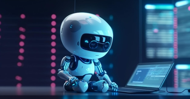 Chatbot AI de Assistente Virtual 3D Trabalhando para o Crescimento de Negócios e Investimento em Inteligência Artificial