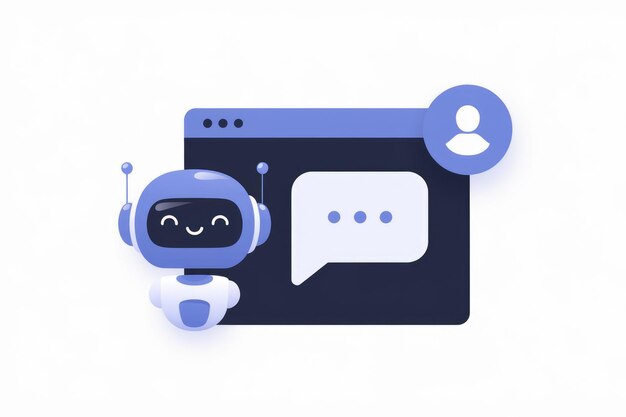 Un chatbot amistoso interactúa con un usuario a través de una interfaz de navegador web