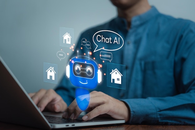 Chatbot conversación Ai Tecnología de Inteligencia Artificial en línea Análisis de chat jefe AI Encuentra información y responde preguntas sobre el programa de ventas de bienes raíces aplicación de robot OpenAI generar