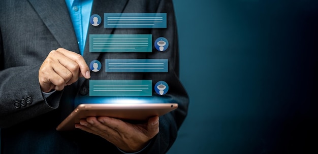 Chatbot conversación Ai Tecnología de inteligencia artificial servicio al cliente en línea ChatGPT Aplicación de robot de chatbot digital OpenAI generan tecnología futurista Asistente virtual en internet