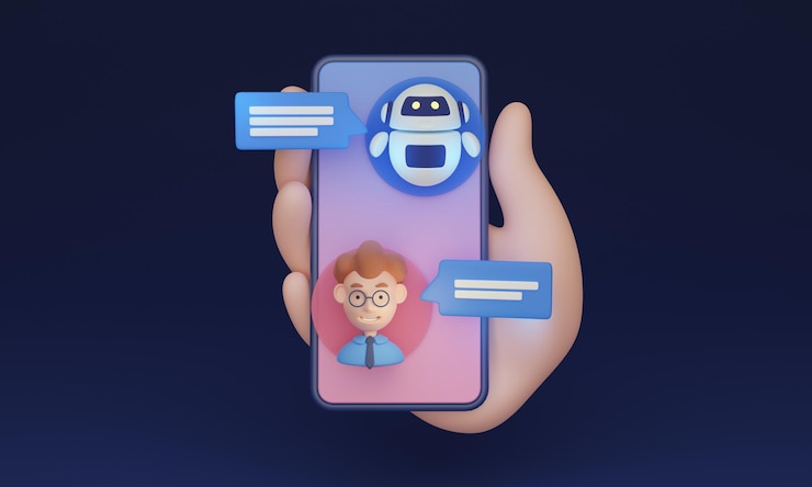 Foto chatbot e interação do usuário conceito de ilustração 3d aplicativo da web usando nlp