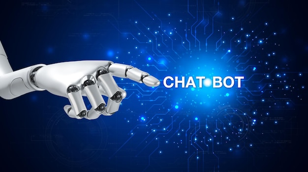 Chatbot es un asistente de conversación para proporcionar acceso al crecimiento de datos de negocios en la red en línea Aplicación de robot y conexión global AI Inteligencia artificial