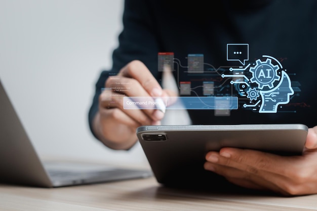 Chatbot inteligencia artificial tecnología robótica inteligente AI Tecnología de inteligencia artificial responderá a los mensajes usando el mensaje de comando para generar lo que quieras