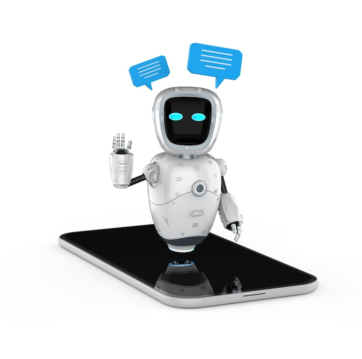 Foto chatbot o chat robot asistente con burbujas de discurso