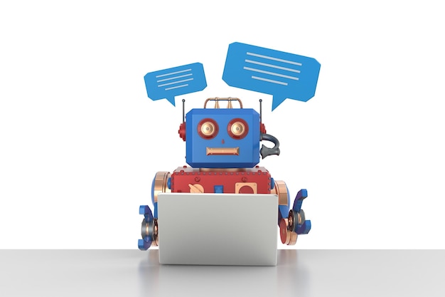 Chatbot o chat robot asistente con burbujas de discurso