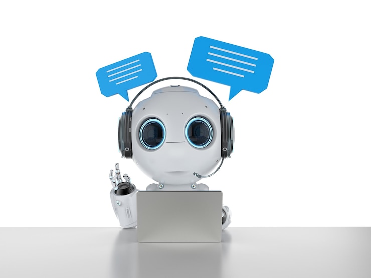 Foto chatbot o chat robot asistente con burbujas de discurso