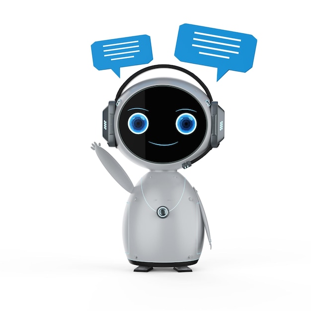 Foto chatbot oder assistenzroboter-chat mit sprechblase