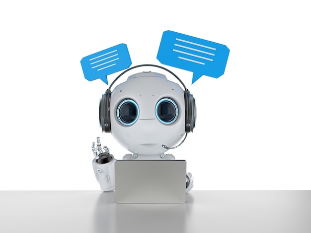 Chatbot oder Assistenzroboter-Chat mit Sprechblase