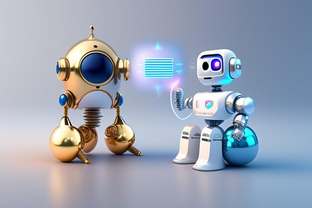 Chatbot robot comunicarse tecnología inteligente ayuda digital y asistencia en línea concepto