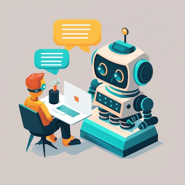 Foto chatbots interactuando y comunicándose en una ia generativa por computadora