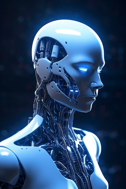 ChatGPT un robot pensante un robot humanoide se enfrenta a un primer plano futurista tecnología moderna asistencia de chatbot conversación automática Tecnología digital futura AI concepto de inteligencia artificial generar ai