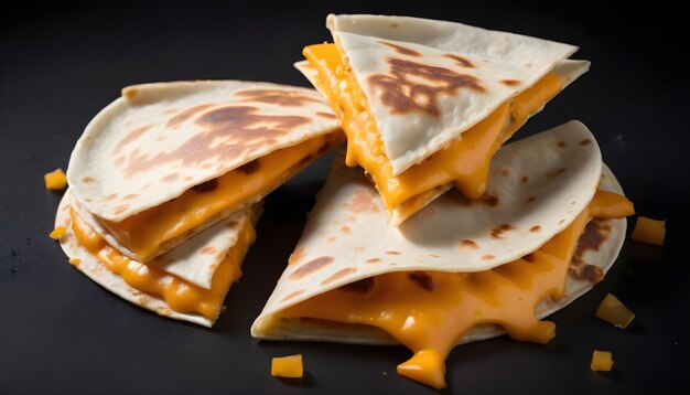 Cheddarkäse-Quesadillas auf schwarzem Hintergrund