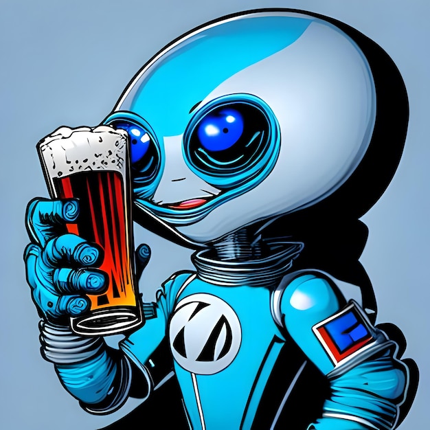 Cheers Alien mit einem Glas Bier
