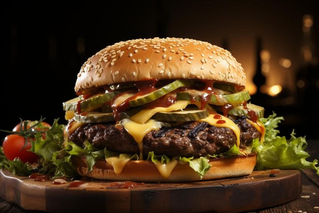 Cheeseburger clássico com Patty Cheeseburgers recém-grelhado fotografia de imagem de fast food
