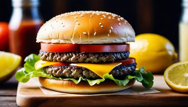 Cheeseburger com carne bovina