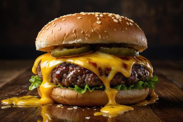 Cheeseburger com queijo e molho