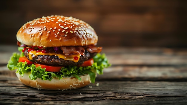 Cheeseburger mit Salat und Tomaten Generative KI