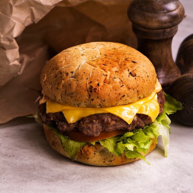 Cheeseburger único da carne