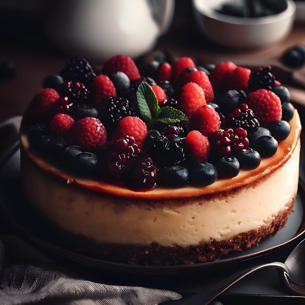 cheesecake com frutas por cima