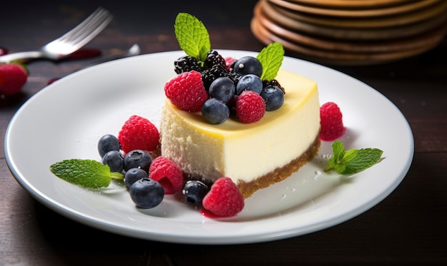 Cheesecake de limão com frutas frescas