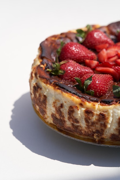 Cheesecake de morango com morango fresco