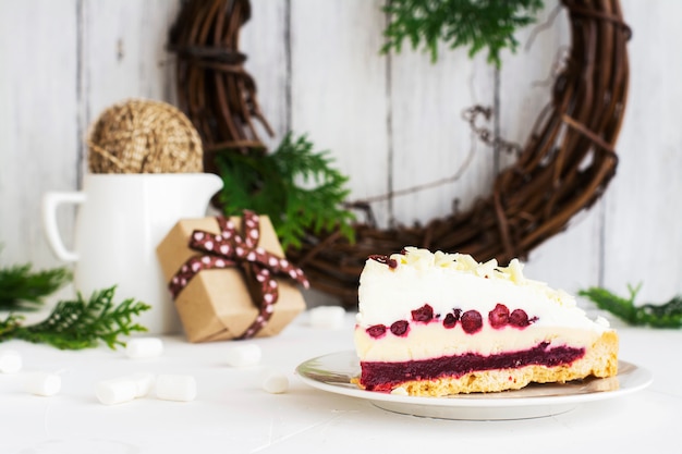 Cheesecake de Natal com cranberry