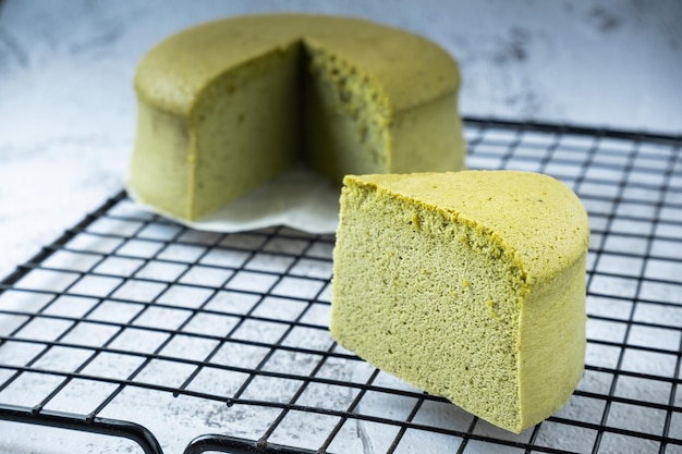 Cheesecake de suflê de matcha japonês