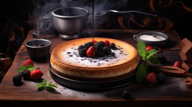El cheesecake es un postre dulce hecho con un queso fresco suave