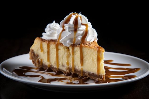 Cheesecake mit Schlagsahne Wirbel Bäckerei Perfektion in jedem Bissen