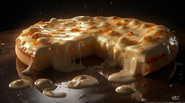 Un cheesecake con queso derretido encima
