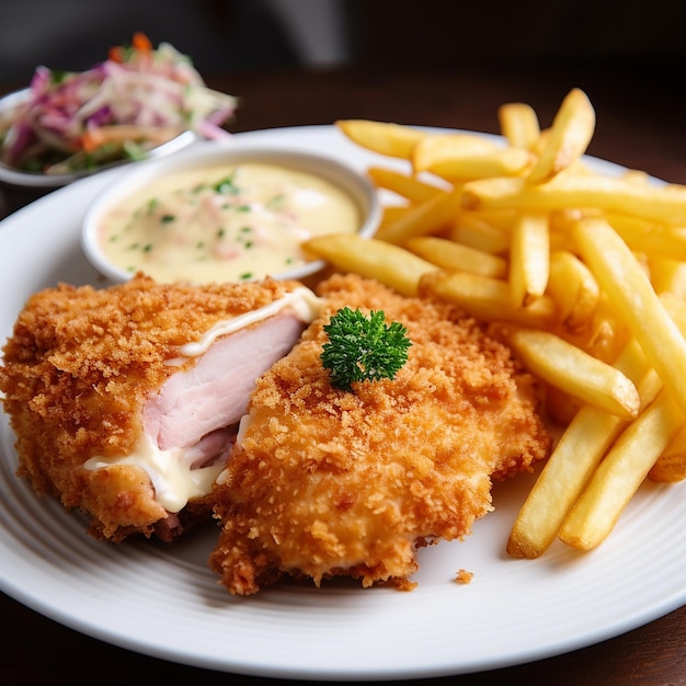 Cheesy Chicken Cordon Bleu mit Schinken und Käse gebraten