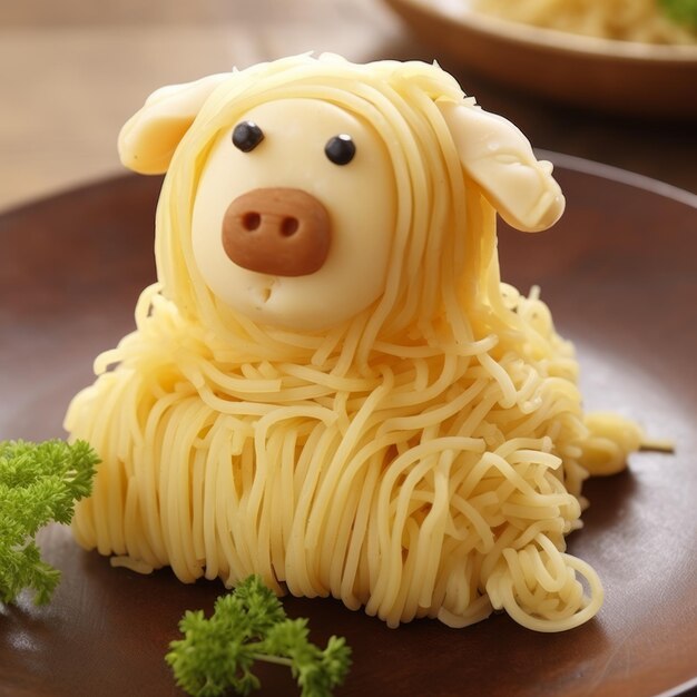 Foto cheesy sheep um delicioso prato japonês de macarrão com um toque