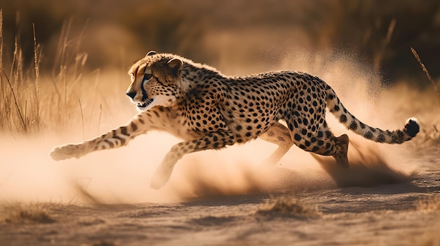 Cheetah em movimento Correndo pelos campos e nuvens saltando em direção à câmera capturada pelos melhores fotógrafos e Nat Geo