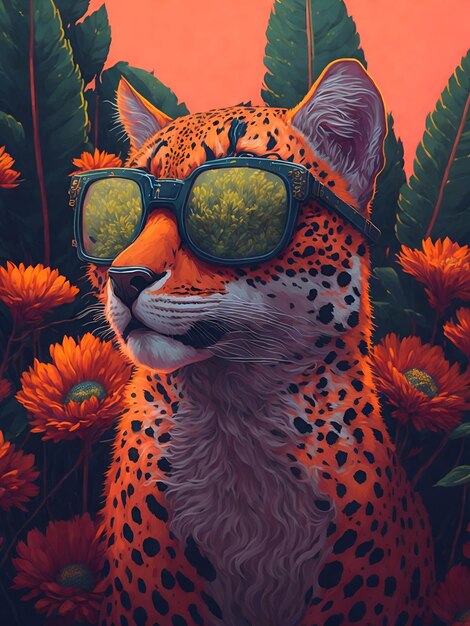 Foto cheetah fresco con gafas