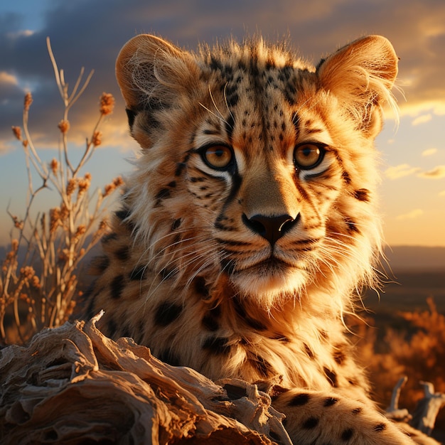 Cheetah mais selvagem na grama olhando em torno de fundos e scr