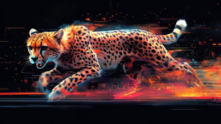 Foto cheetah speed blur (desfoque de velocidade do guepardo)