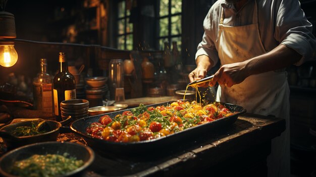 Chef cocinando comida