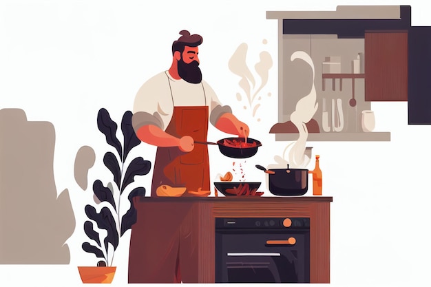 Chef cocinando con vegetales frescos para una comida saludable en la cocina Creado con tecnología de IA generativa