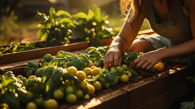 chef cosechando verduras frescas