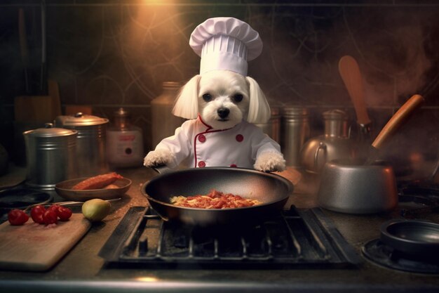 Foto chef de cozinha de cachorro