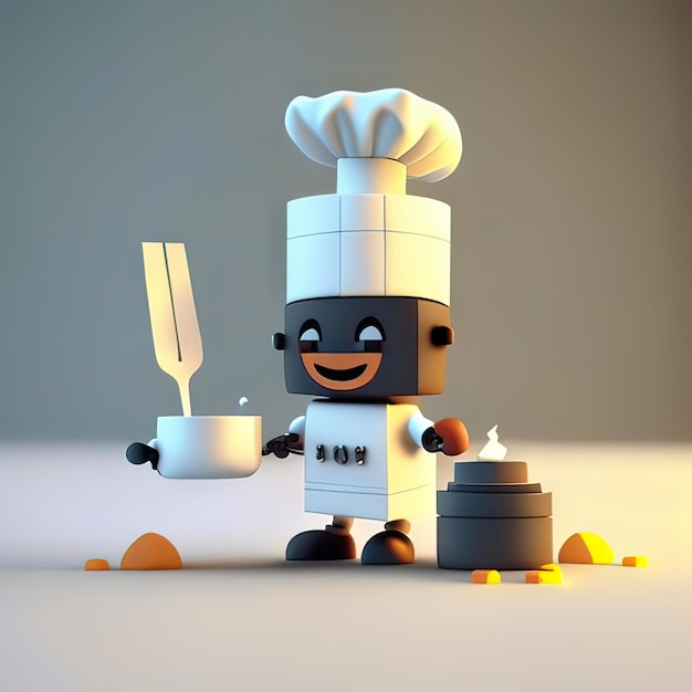 Chef de mascote cozinhando Inteligência Artificial Gerativa