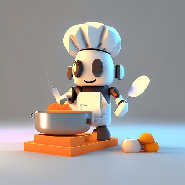 Chef de mascote cozinhando Inteligência Artificial Gerativa