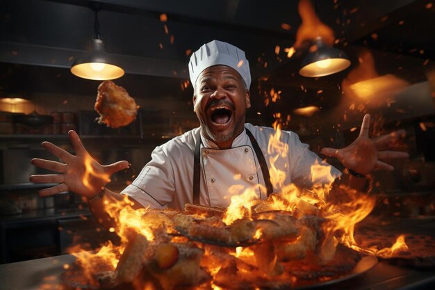 Chef Flipping BBQ Burgers melhor fotografia de churrasco