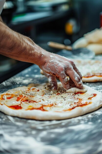 Foto el chef hace pizza ia generativa