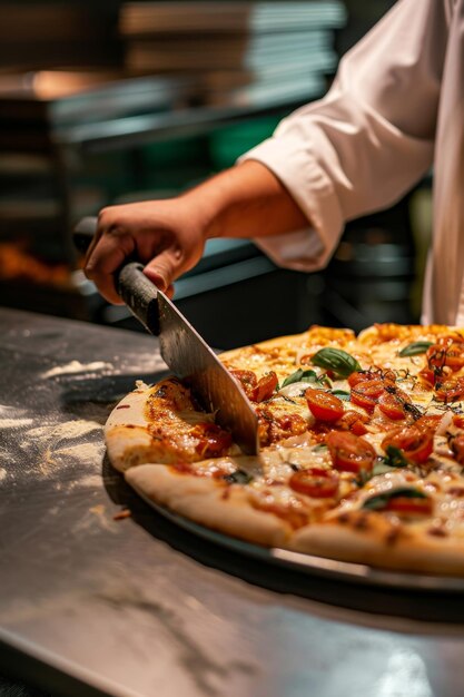 Foto el chef hace pizza ia generativa