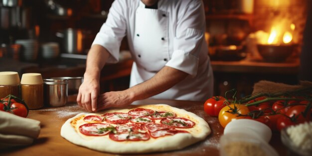 chef haciendo pizza de cerca IA generativa