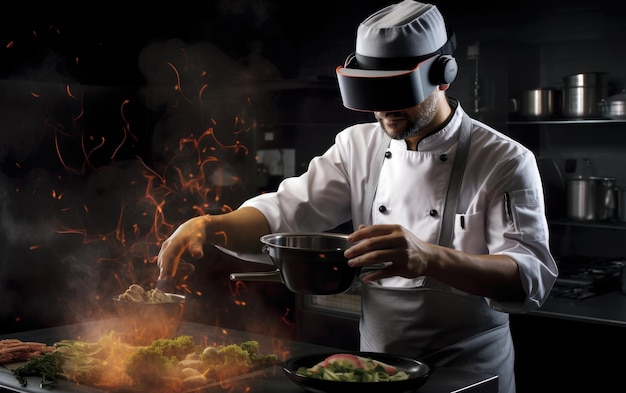 Chef imerso em VR Cooking World Generative AI