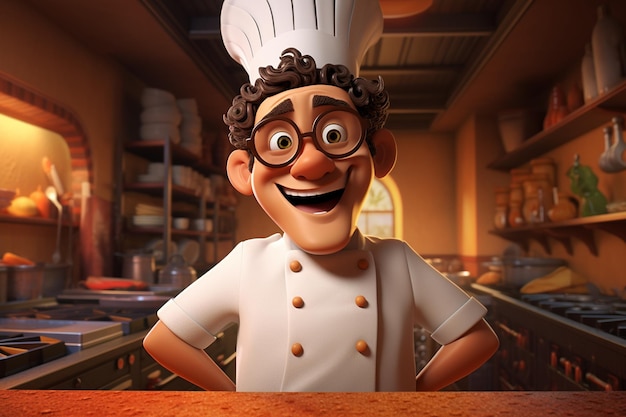 Foto chef in 3d-cartoon-stil generative ki